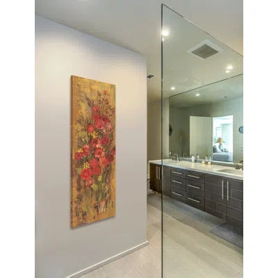 Marmont Hill 'floral Frenzy Red Iii' By Alan Hopfensperger Painting Print On Wrapped Canvas In Brown;red;orange