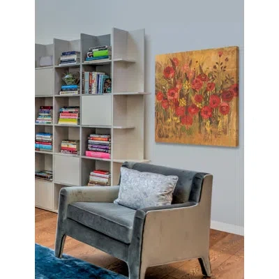Marmont Hill 'floral Frenzy Red V' By Alan Hopfensperger Painting Print On Wrapped Canvas In Brown;red;orange