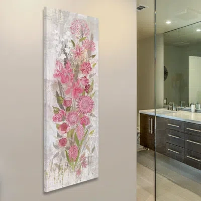 Marmont Hill 'floral Frenzy Soft Pink Ii' By Alan Hopfensperger Painting Print On Wrapped Canvas In Gray;pink