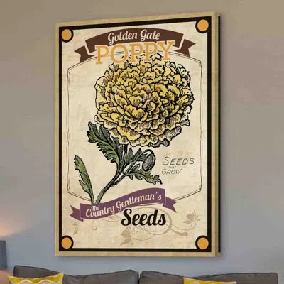 Marmont Hill 'flower Packet Poppy' Painting Print On Wrapped Canvas In Brown;yellow