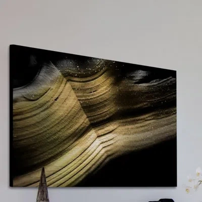 Marmont Hill 'flowing Gold' Painting Print On Brushed Aluminum In Black;gray;gold