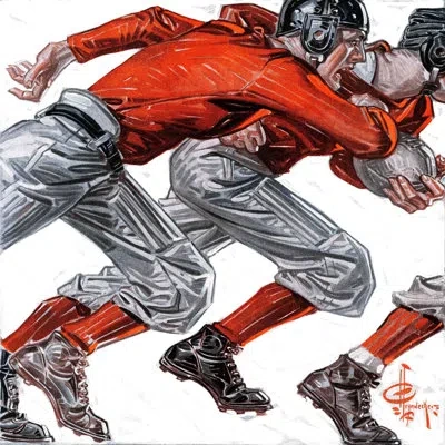 Marmont Hill Football Players By J.c. Leyendecker Painting Print On Wrapped Canvas In Gray;red
