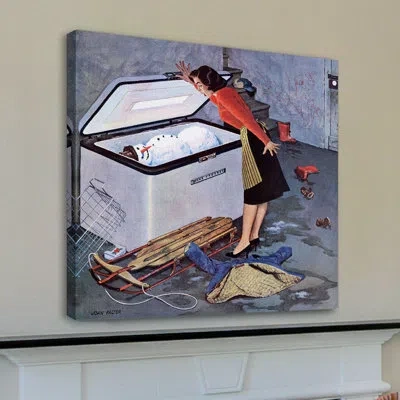 Marmont Hill Frosty In The Freezer By John Falter Painting Print On Wrapped Canvas In Blue;red