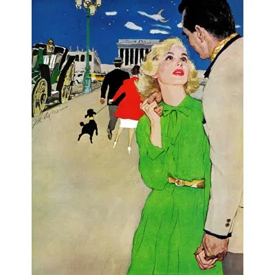 Marmont Hill Fugitive From Romance Print On Wrapped Canvas In Blue;black;brown;green;red;yellow