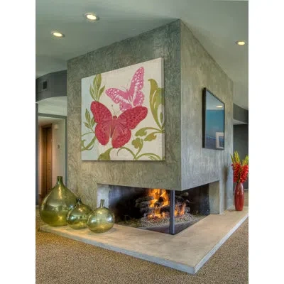 Marmont Hill 'fuschia Butterfly Ii' By Alan Hopfensperger Painting Print On Wrapped Canvas In Green;pink