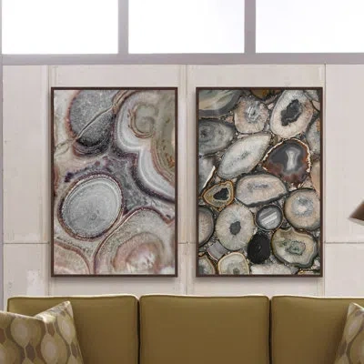 Marmont Hill Geode Bunch Diptych - 2 Piece Picture Frame Photograph Print On Paper Set In Brown;beige