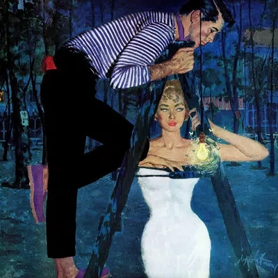 Marmont Hill Gigilo By Coby Whitmore Painting Print On Wrapped Canvas In Blue;white