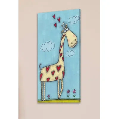 Marmont Hill 'giraffe' By Tatijana Lawrence Painting Print On Wrapped Canvas In Blue;beige