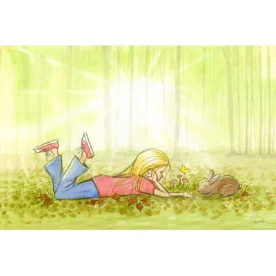 Marmont Hill Girl In The Woods By Phyllis Harris - Print On Canvas In Green;yellow