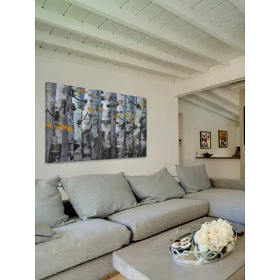 Marmont Hill Gold Infusion By Michael Woodward - Wrapped Canvas Print In Blue;gray;gold