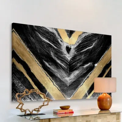 Marmont Hill Golden V - Wrapped Canvas Print In Black;brown;gray
