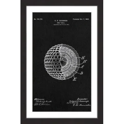 Marmont Hill 'golf Ball 1902 Black Paper' By Steve King Framed Painting Print In Black;white