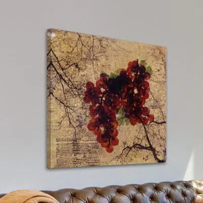 Marmont Hill 'grapes On A Vine' By Tracy Silva Barbosa Print Of Painting On Wrapped Canvas In Brown;red;beige