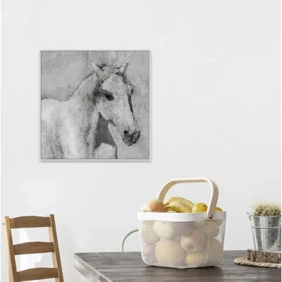 Marmont Hill 'gray Elegant Horse' Print On Canvas In Wrapped Canvas