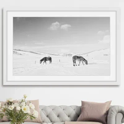 Marmont Hill 'grazing Pair' Framed Photographic Print On Paper In Black;white
