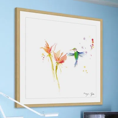 Marmont Hill 'green Hummingbird' By Maya Gur Framed Print In Green;red;yellow