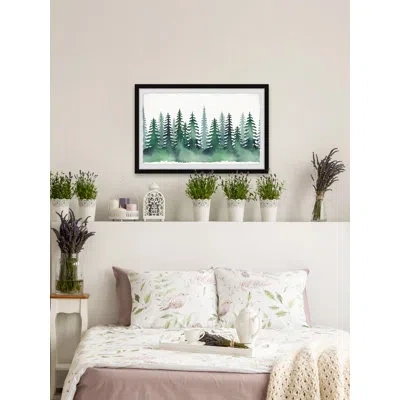Marmont Hill Green Pine Forest - Picture Frame Painting In Green;gray