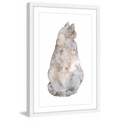 Marmont Hill 'grey Brown Cat' By Thimble Sparrow Framed Painting Print In Gray