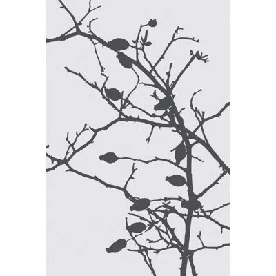 Marmont Hill 'grey Leaves' By Katarina Snygg Painting Print On Wrapped Canvas In Gray