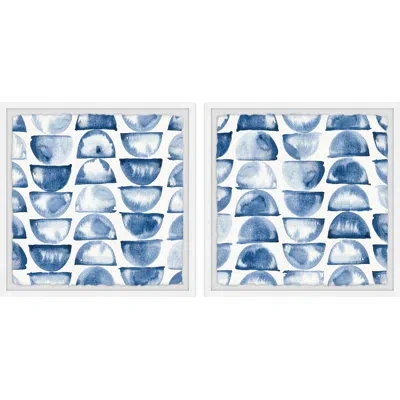 Marmont Hill Half-a-circle Blue Ink By  - 2 Piece Single Picture Frame Print Set In Blue;white
