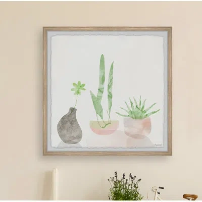 Marmont Hill Handmade Pottery Ii - Picture Frame Painting Print On Paper In Brown;white;green