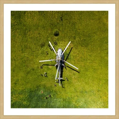 Marmont Hill 'helicopter' By Karolis Janulis Framed Painting Print In White;green
