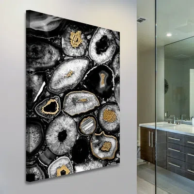 Marmont Hill 'hints Of Gold' Painting Print On Wrapped Canvas In Black;gray
