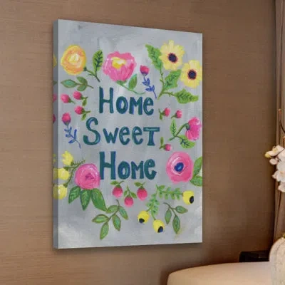 Marmont Hill 'home Sweet Home' By Jill Lambert Print On Wrapped Canvas In Blue;green;gray