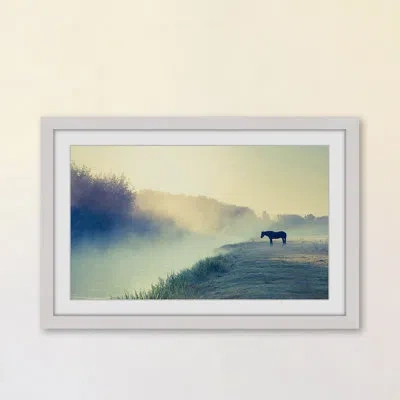 Marmont Hill 'horse In The Fog' Framed Painting Print In Blue;gray