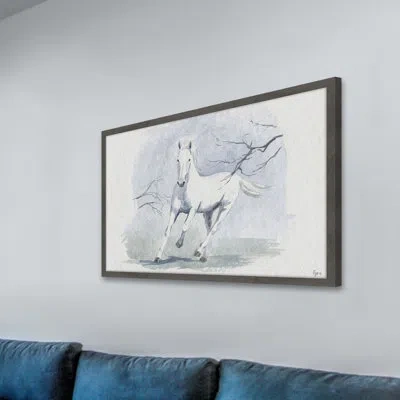 Marmont Hill 'horse Light' Framed Painting Print In Blue;white