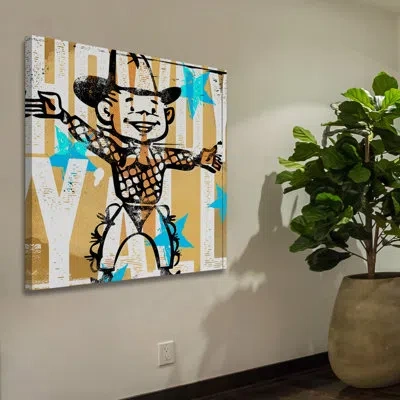 Marmont Hill 'howdy Yall Boy' By Rick Martin Painting Print On Wrapped Canvas In Blue;black;yellow