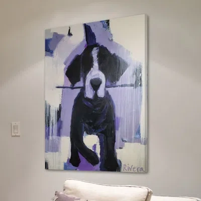 Marmont Hill 'i'm Fetch' Framed Watercolor Painting Print On Wrapped Canvas In Gray;purple