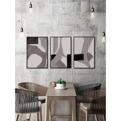 Marmont Hill Imaginary Connection Triptych In Black;brown;gray