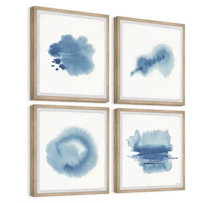 Marmont Hill Incredible Blue Ink By  - 4 Piece Single Picture Frame Print Set In Blue;white