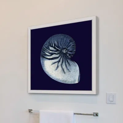 Marmont Hill Indigo Shell Vii By  - Picture Frame Graphic Art On Paper In White Framed