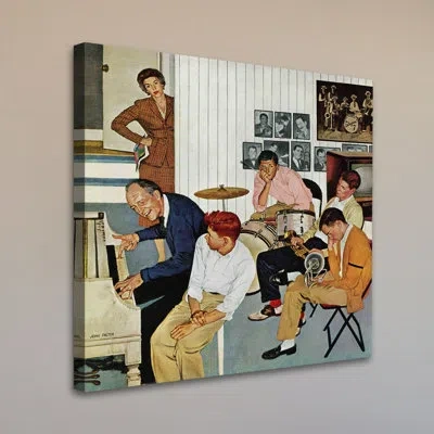Marmont Hill Jamming With Dad By John Falter Painting Print On Wrapped Canvas In Blue;yellow