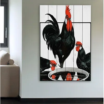 Marmont Hill 'journal Poultry 2' Graphic Art Print On Wood In Black;red
