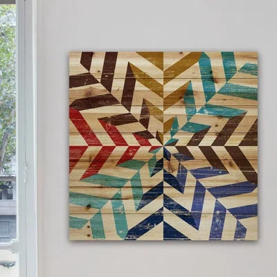 Marmont Hill 'kaleidoscope' Print On Wood In Blue;brown
