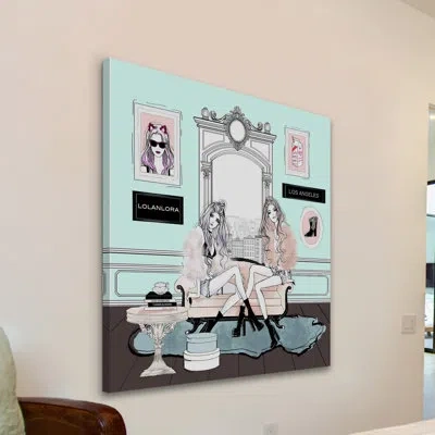 Marmont Hill 'la Shopping' By Loretta So Painting Print On Wrapped Canvas In Blue;brown;pink