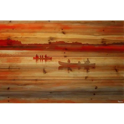 Marmont Hill Lake Lavielle By Parvez Taj Print On Wood In Brown;red;orange