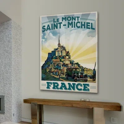 Marmont Hill Le Mont Saint Michel Vintage Advertisement - Wrapped Canvas Advertisements Print In Blue;green;yellow
