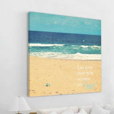 Marmont Hill 'life Is Too Short' By Robin Delean Painting Print On Wrapped Canvas In Blue;beige