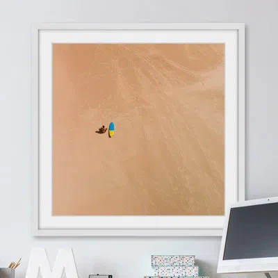 Marmont Hill 'lone Surfer' Framed Print In Blue;brown;yellow