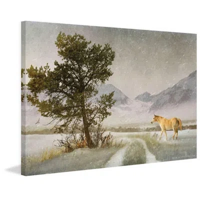 Marmont Hill 'lonely Horse' By Chris Vest Painting Print On Wrapped Canvas In Green;gray