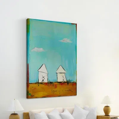 Marmont Hill 'love You More' By Tori Campisi Painting Print On Wrapped Canvas In Blue;brown;white;yellow