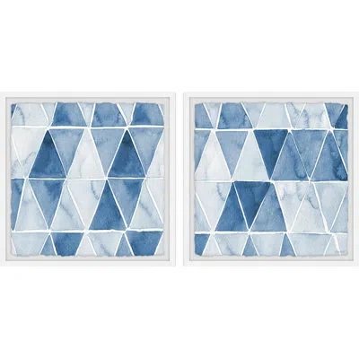 Marmont Hill Lovely Geometric Pattern By  - 2 Piece Single Picture Frame Print Set In Blue;white