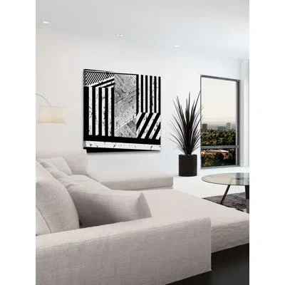 Marmont Hill 'maelstrom Square' Painting Print On Wrapped Canvas In Black;white