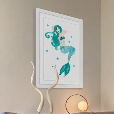 Marmont Hill 'mermaid Blue' By Molly Rosner Framed Painting Print In Green