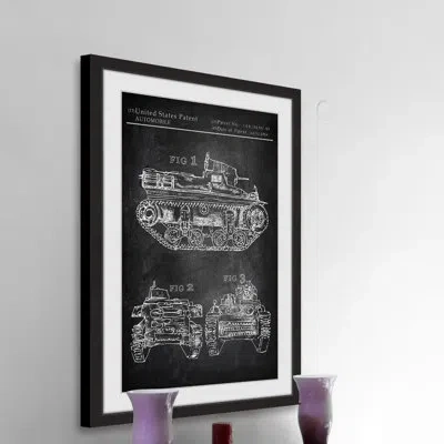 Marmont Hill 'military Tank Design' Framed Painting Print In Black;white