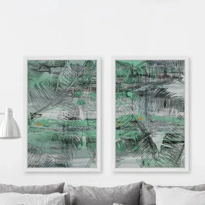 Marmont Hill 'mobile Diptych' Framed Painting Print In Black;green;gray